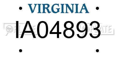 IA04893 Virginia License Plate