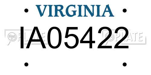 IA05422 Virginia License Plate