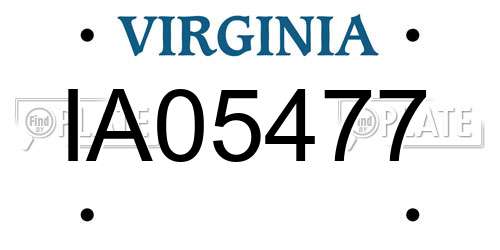IA05477 Virginia License Plate