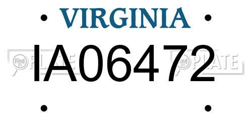 IA06472 Virginia License Plate
