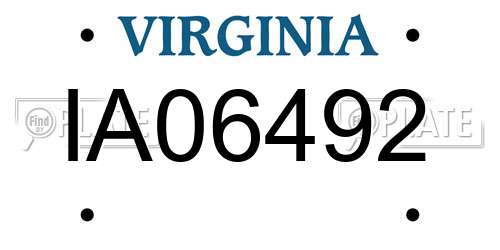 IA06492 Virginia License Plate