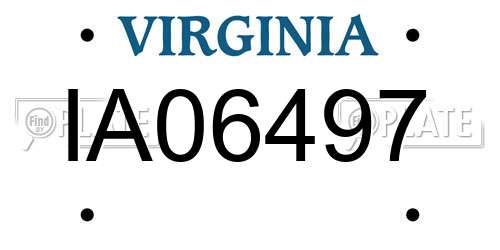 IA06497 Virginia License Plate
