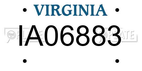 IA06883 Virginia License Plate