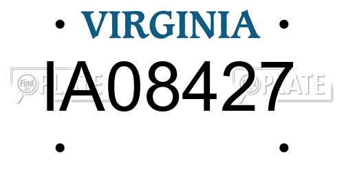 IA08427 Virginia License Plate