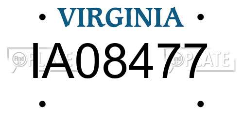 IA08477 Virginia License Plate