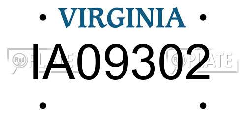IA09302 Virginia License Plate