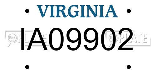 IA09902 Virginia License Plate