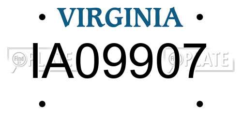 IA09907 Virginia License Plate