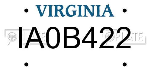 IA0B422 Virginia License Plate