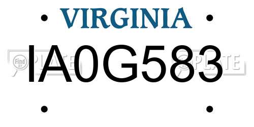 IA0G583 Virginia License Plate