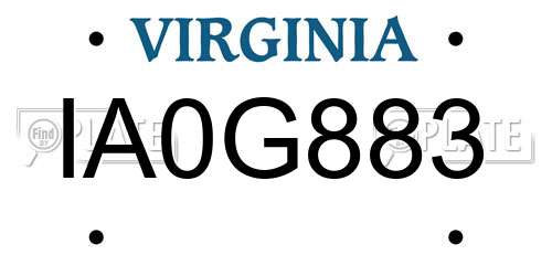 IA0G883 Virginia License Plate