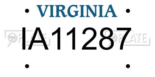 IA11287 Virginia License Plate