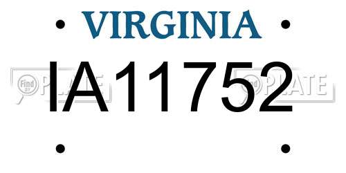 IA11752 Virginia License Plate