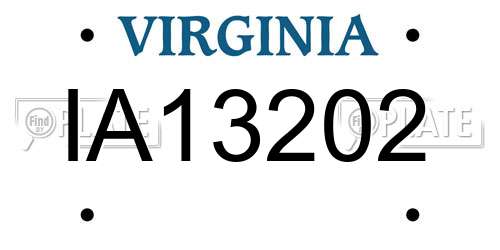 IA13202 Virginia License Plate