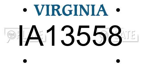 IA13558 Virginia License Plate