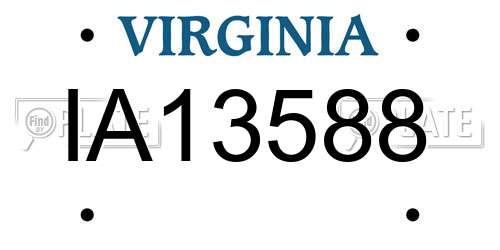 IA13588 Virginia License Plate