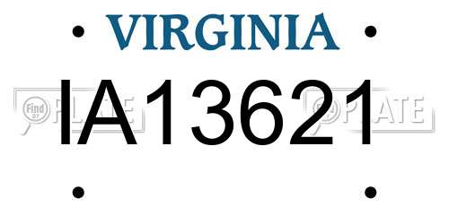 IA13621 Virginia License Plate