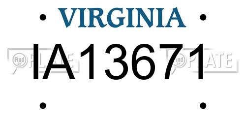 IA13671 Virginia License Plate