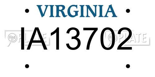 IA13702 Virginia License Plate