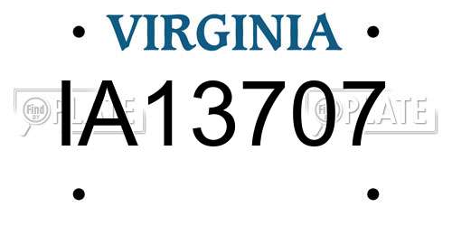 IA13707 Virginia License Plate