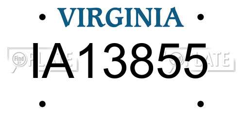 IA13855 Virginia License Plate