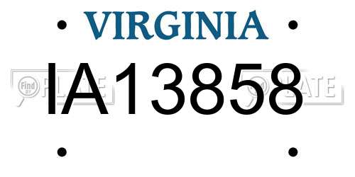 IA13858 Virginia License Plate