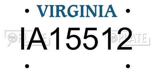IA15512 Virginia License Plate