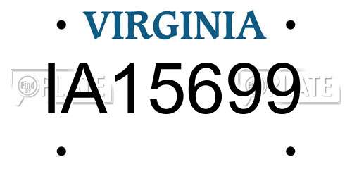 IA15699 Virginia License Plate