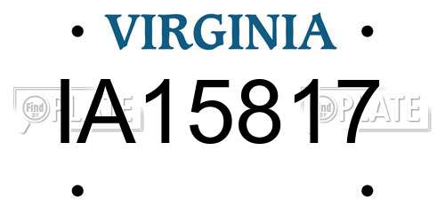 IA15817 Virginia License Plate