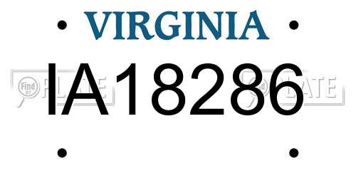 IA18286 Virginia License Plate