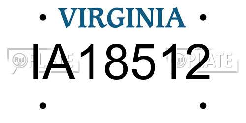 IA18512 Virginia License Plate