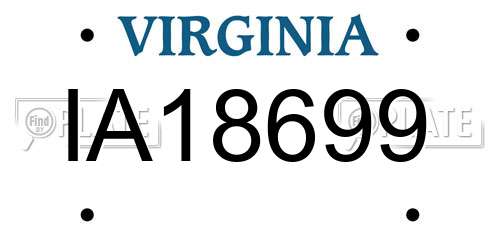 IA18699 Virginia License Plate