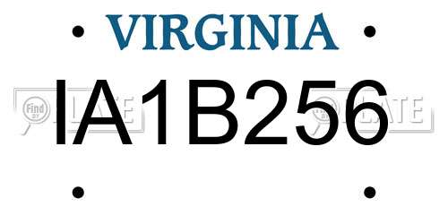 IA1B256 Virginia License Plate