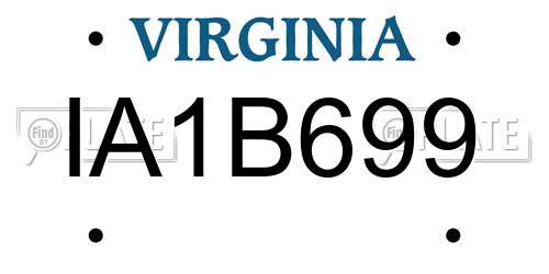 IA1B699 Virginia License Plate