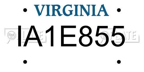IA1E855 Virginia License Plate