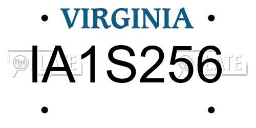 IA1S256 Virginia License Plate