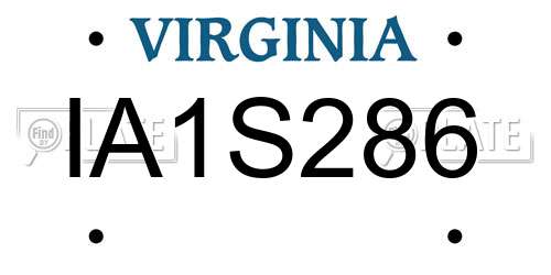 IA1S286 Virginia License Plate
