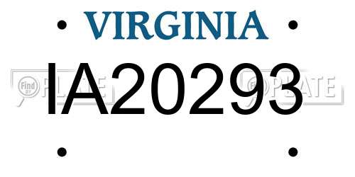 IA20293 Virginia License Plate