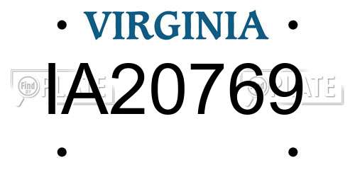 IA20769 Virginia License Plate
