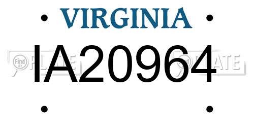 IA20964 Virginia License Plate