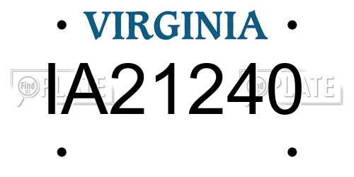 IA21240 Virginia License Plate