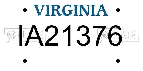 IA21376 Virginia License Plate