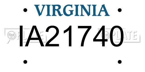 IA21740 Virginia License Plate
