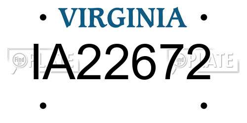 IA22672 Virginia License Plate