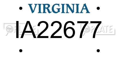 IA22677 Virginia License Plate