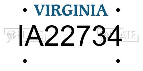 IA22734 Virginia License Plate