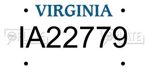 IA22779 Virginia License Plate