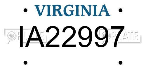 IA22997 Virginia License Plate