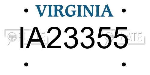 IA23355 Virginia License Plate