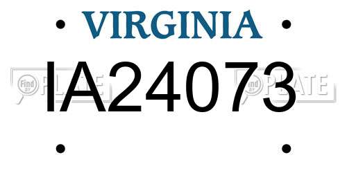IA24073 Virginia License Plate